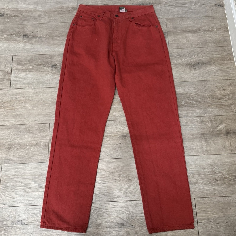 Calvin Klein High-Rise Jeans in Rust Red